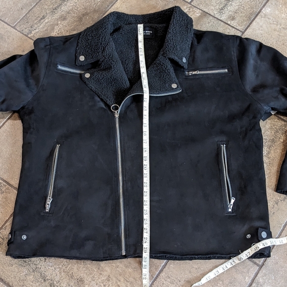Saint Morta Faux Suede Death proof Sherpa Biker Moto Jacket Size 4XL Black - Picture 13 of 13
